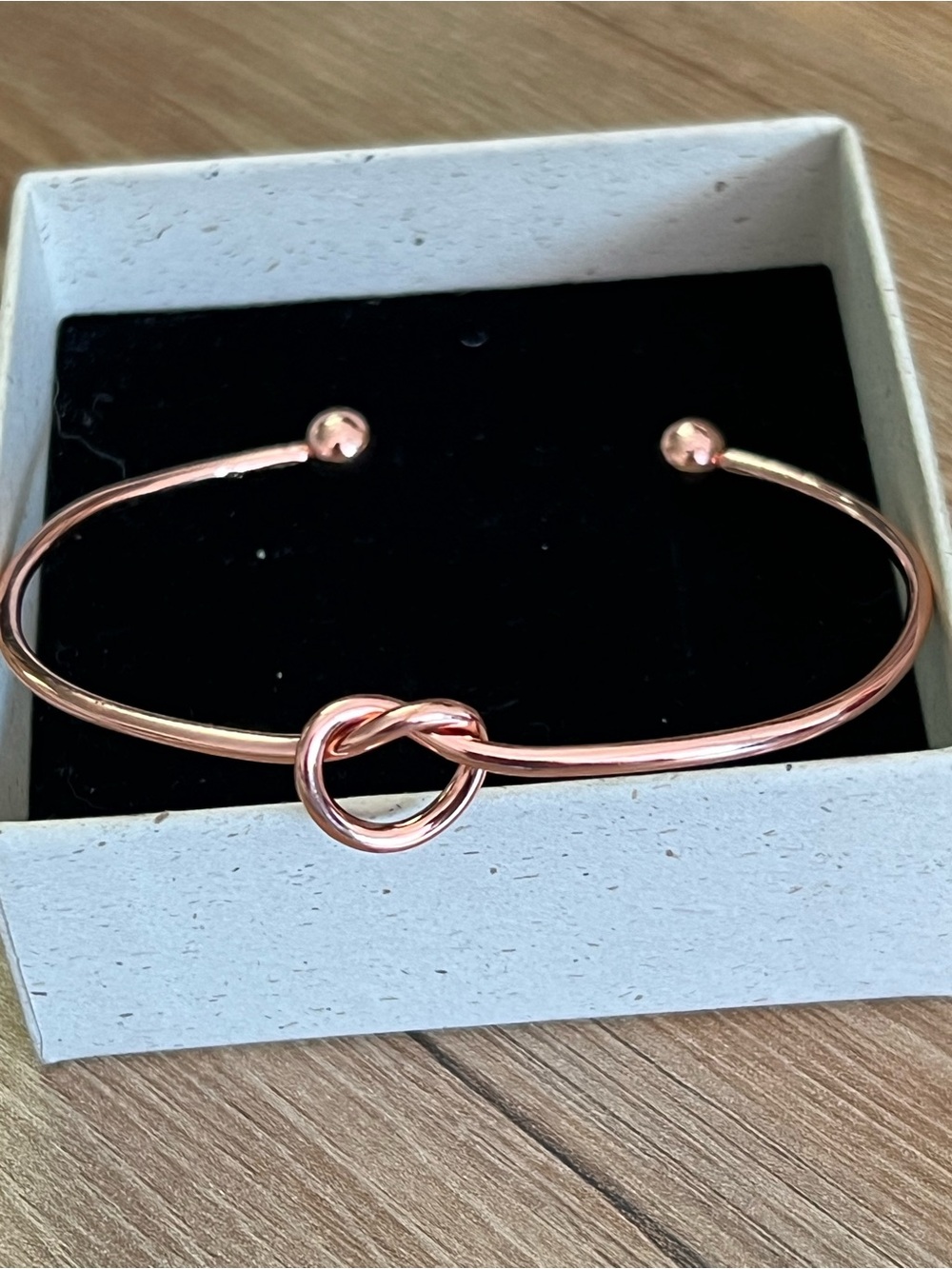 Rose Gold Tone Love Knot Open Cuff Bracelet Minimalist Dainty Jewelry